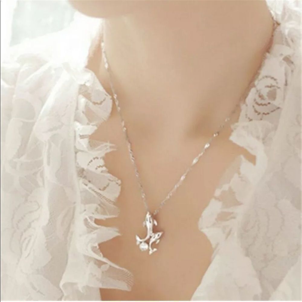 Dolphin Rhinestone Necklace - Picture 7 of 8